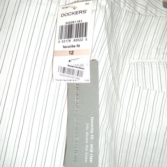 NWT Dockers Collection Women's Size 12 Shorts Striped White Black Blue Pockets - Picture 9 of 10